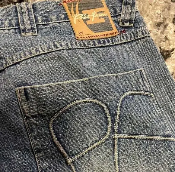 Vintage Phat Farm Baggy Embroidered Patchwork Denim Jeans 36x33 - Picture 3 of 4